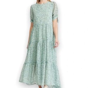 Sister Jane Green Floral Tiered Skirt Maxi